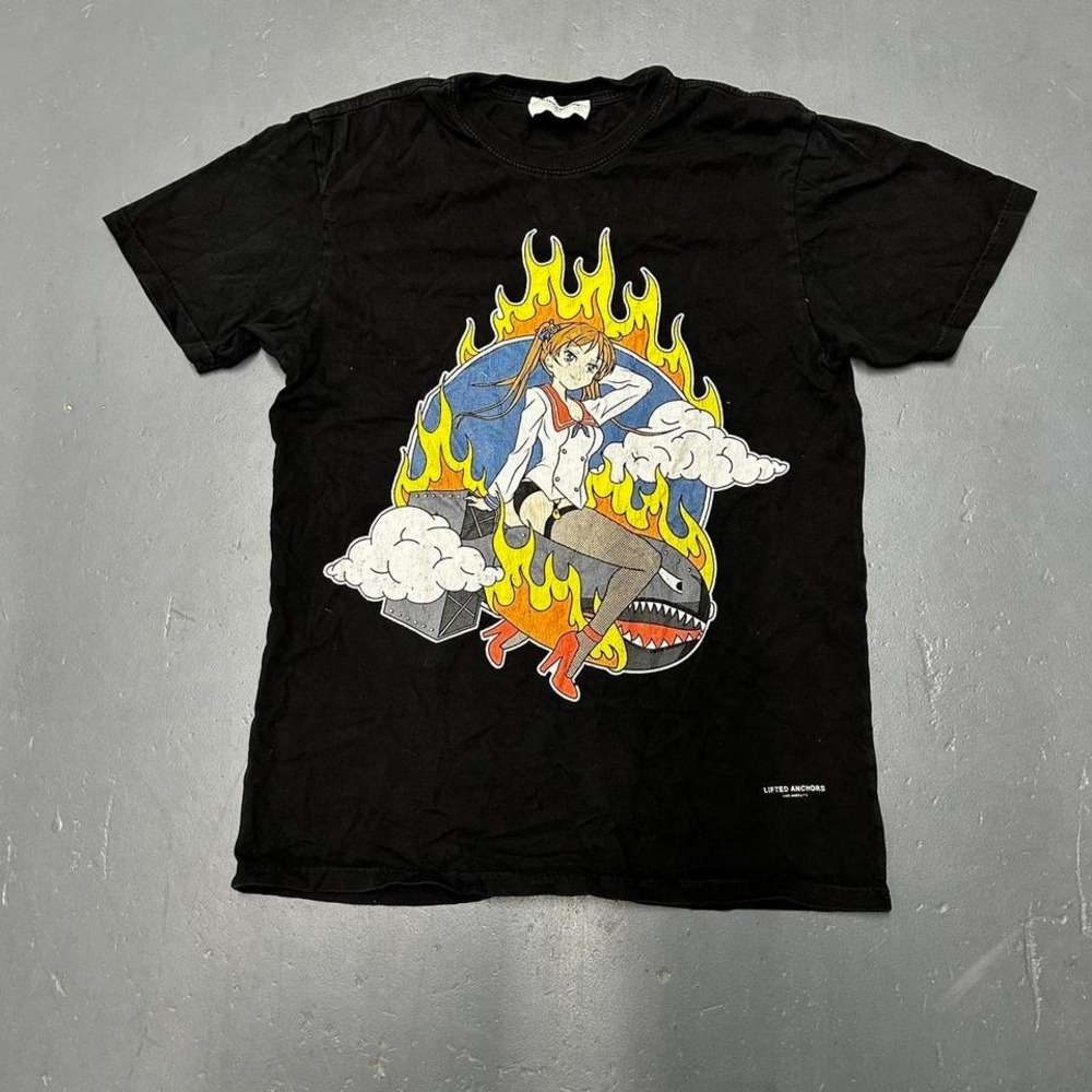Men's Lifted Anchors streetwear Anime girl riding a flaming bomb Tshirt